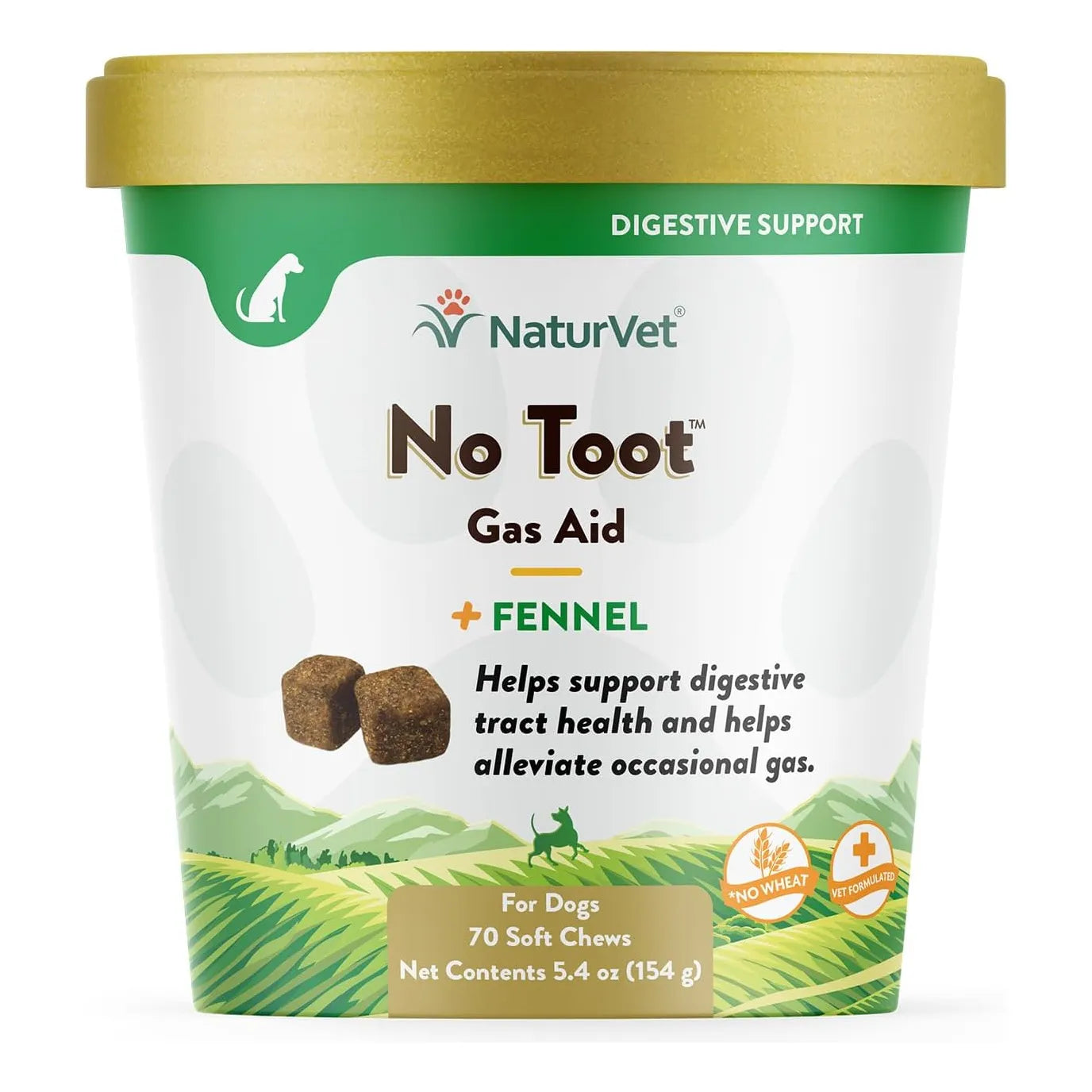 Suplemento Para Perros Sin Gas Con Hinojo 70 Masticables Sua NaturVet Alivia Gases Y Malestar