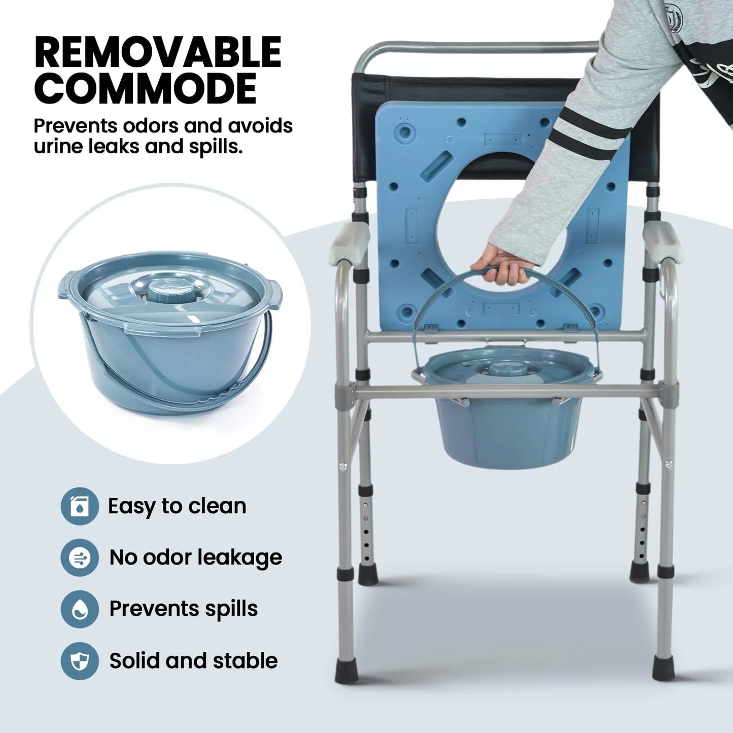 Silla Plegable Ajustable Multiusos Para Ducha Y Noche Con Acolchado