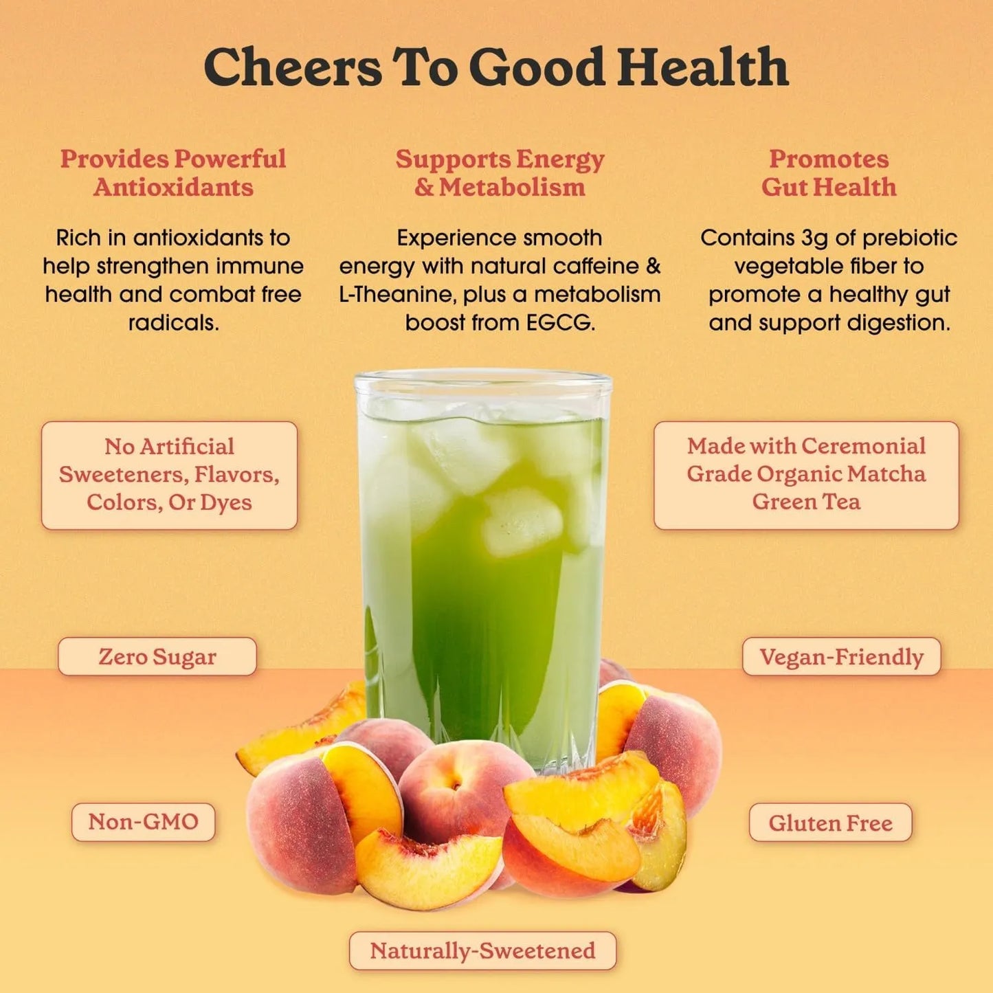 Té Helado Orgánico Matcha Fruit Flavor Con Fibra Prebiótica Energía Natural Y Digestión Saludable