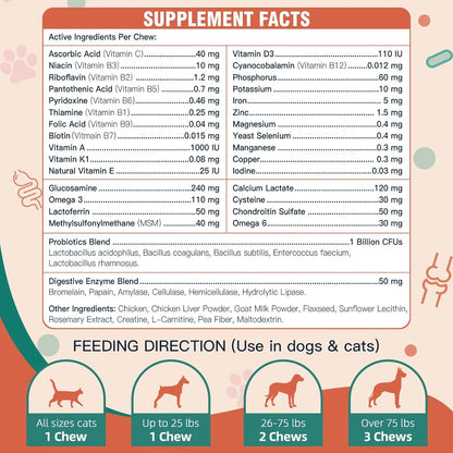 Multivitamínico Perro Glucosamina Omega 3 Minerales Probióti