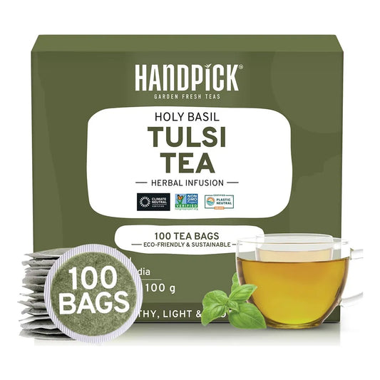 Bolsas De Té De Albahaca Sagrada Handpick 100 Unidades Sin Cafeína