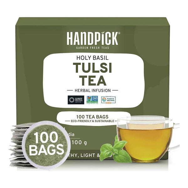 Bolsas De Té De Albahaca Sagrada Handpick 100 Unidades Sin Cafeína