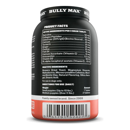 Tabletas Masticables Bully Max Vitaminas 2 En 1 Para Cachorros Desarrollo Y Crecimiento