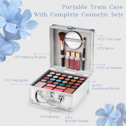 Kit De Maquillaje Para Adolescentes Estuche Compacto Con 24 Sombras Y Pinceles