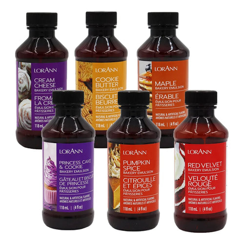 LorAnn Emulsiones Reposteria 6 Sabores 118 Ml Paquete Variado Sabores Unicos