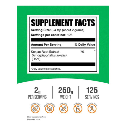 Extracto De Raiz De Konjac Polvo Glucomanano Fibra Soluble 250g Ee Uu