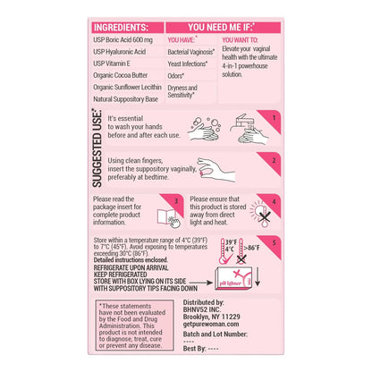 Supositorios Vaginales De Acido Borico Con Acido Hialuronico 10 Unidades Alivia Sequedad Y Olor