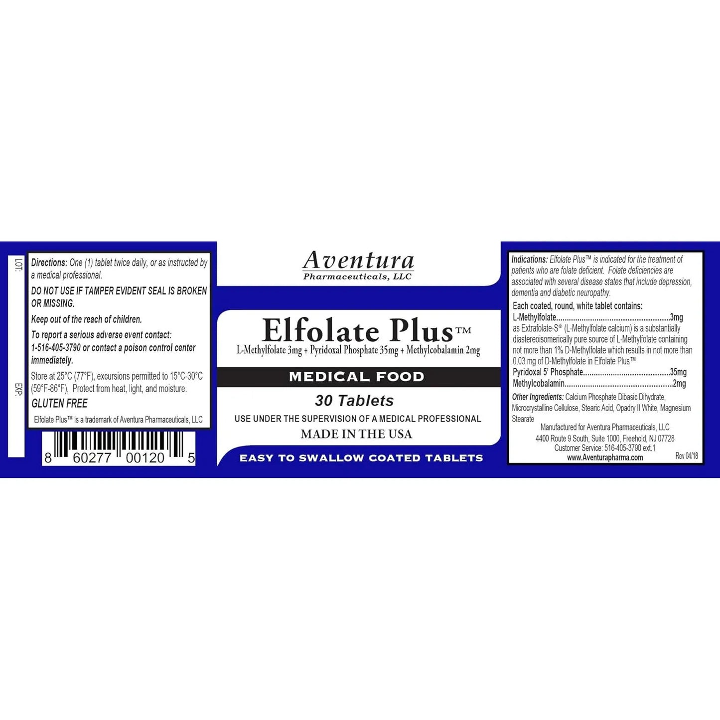 L-Metilfolato 3 Mg 30 Tabletas Pura Potente Activa Suplemento Médico
