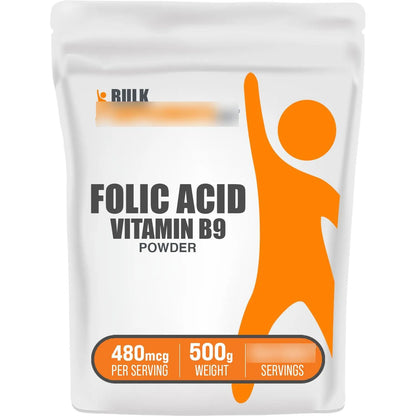 Polvo Acido Folico Vitamina B9 800 Mcg 500 Gramos Suplemento Energia Salud