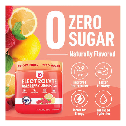 Electrolitos Keto En Polvo Limonada Frambuesa 50 Porciones Sin Azúcar