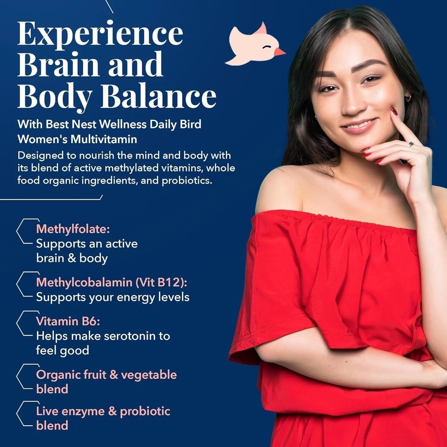 Multivitaminico Mujer Probioticos Metilfolato B12 Soporte Inmunologico Energia Diaria