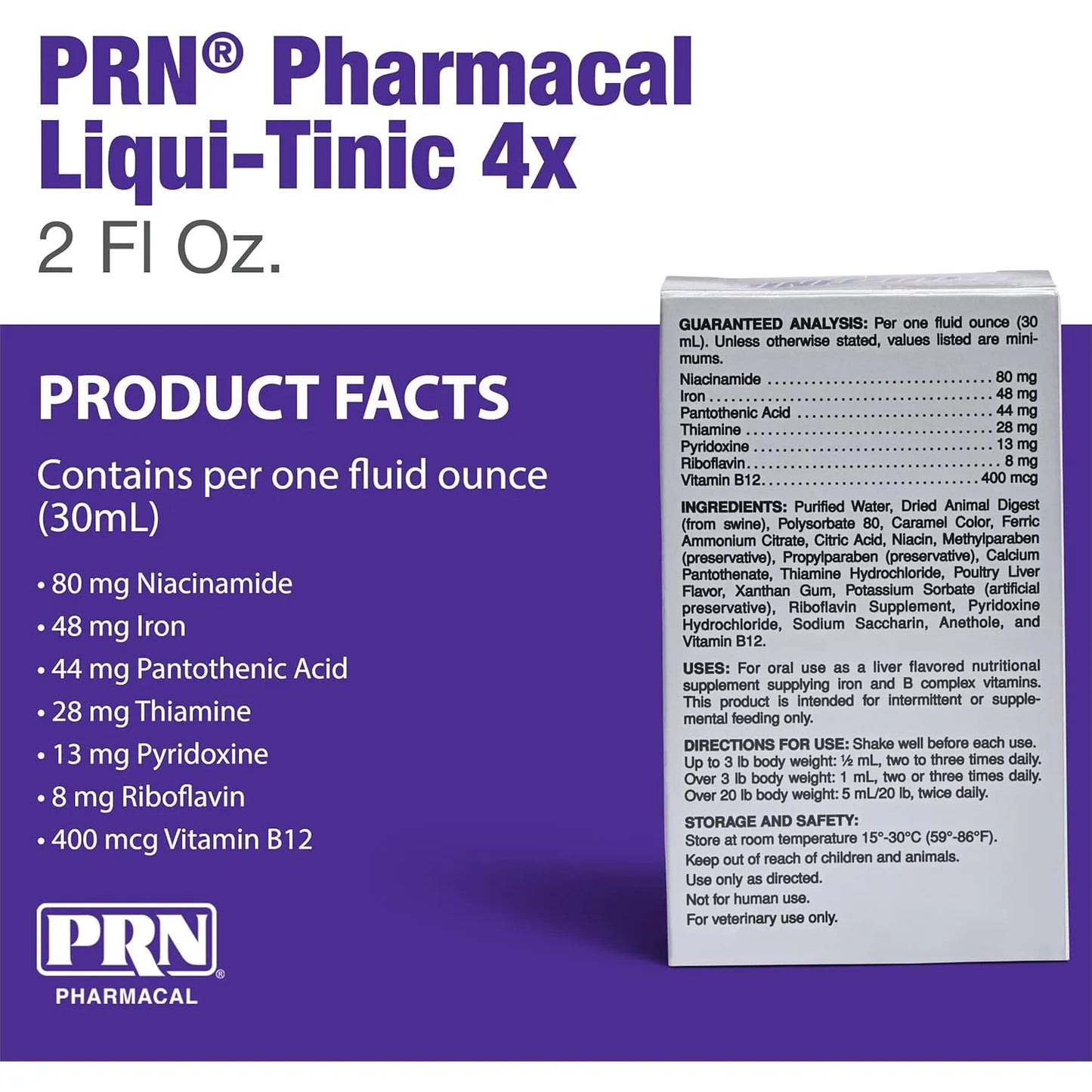 Suplemento Liquido De Hierro Y Vitaminas Para Mascotas PRN Pharmacal Liqui Tonic 4X Sabor Higado 2 Oz