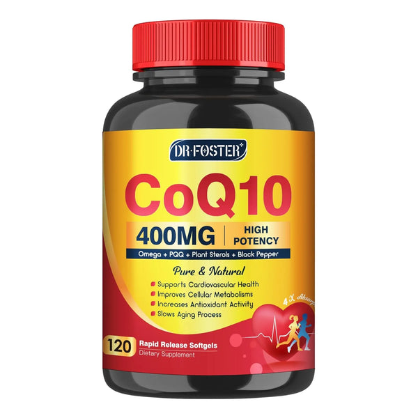 Coenzima Q10 400mg Con PQQ Omega 3 Y Vitamina E Suplemento Energía Cardíaca
