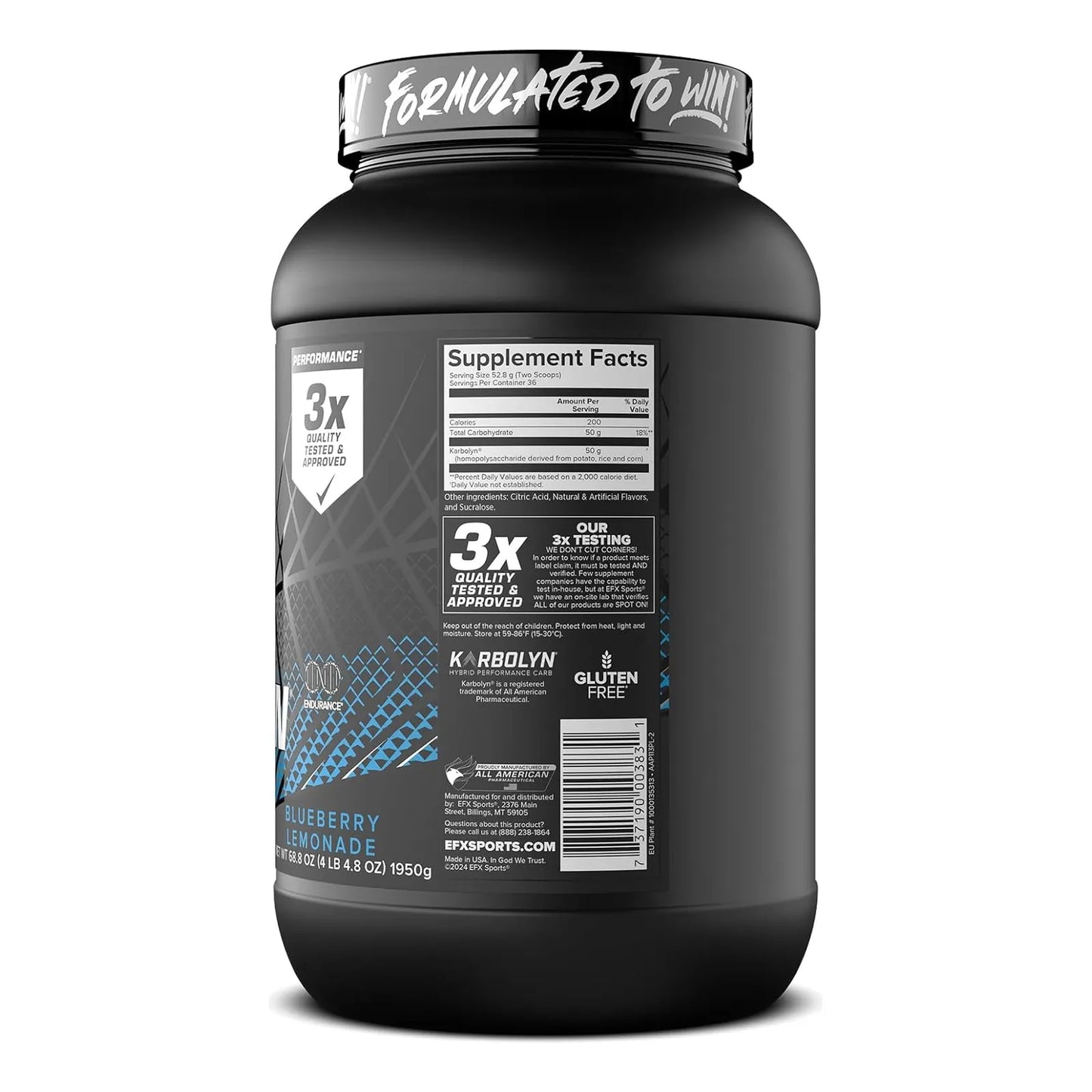 Polvo De Carbohidratos Rapida Absorcion Energia Sostenida Recuperacion EFX Sports Karbolyn Fuel