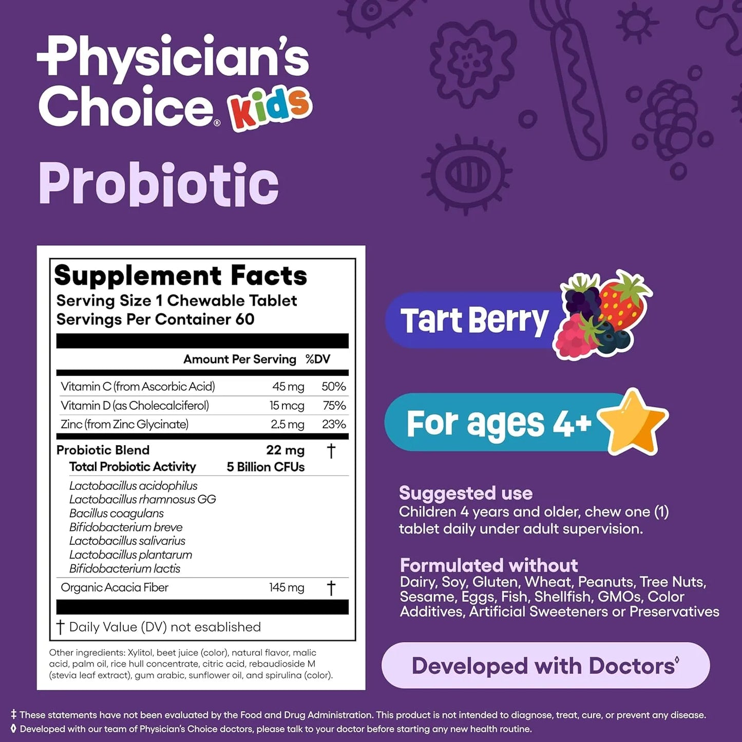 Probióticos Infantiles 7 Cepas Prebióticos Orgánicos Vitaminas Zinc