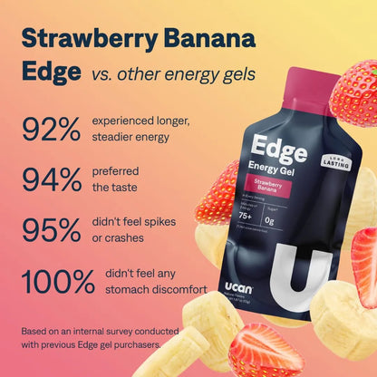 Edge Energy Gel Fresa Plátano 12 Paquetes 60ml Suplemento Energético Sin Azúcar Vegano