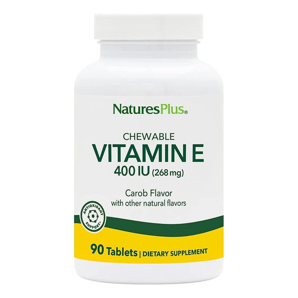 Vitamina E Masticable Sabor Algarroba 90 Tabletas Antioxidante Natures Plus