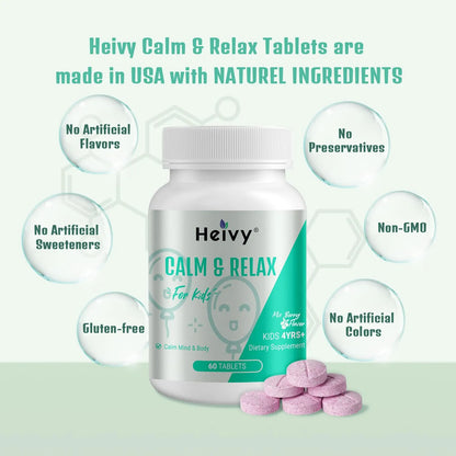 Suplemento Calmante Para Niños Con Glicinato De Magnesio Y Vitamina B6 Sabor A Bayas 60 Tabletas