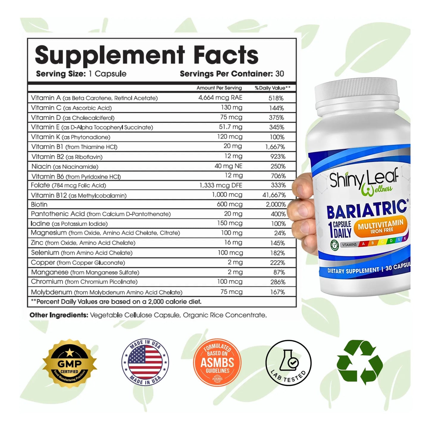 Capsulas Multivitaminicas Bariatricas Sin Hierro Shiny Leaf Postcirugia Gastrica