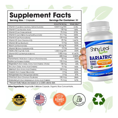 Capsulas Multivitaminicas Bariatricas Sin Hierro Shiny Leaf Postcirugia Gastrica