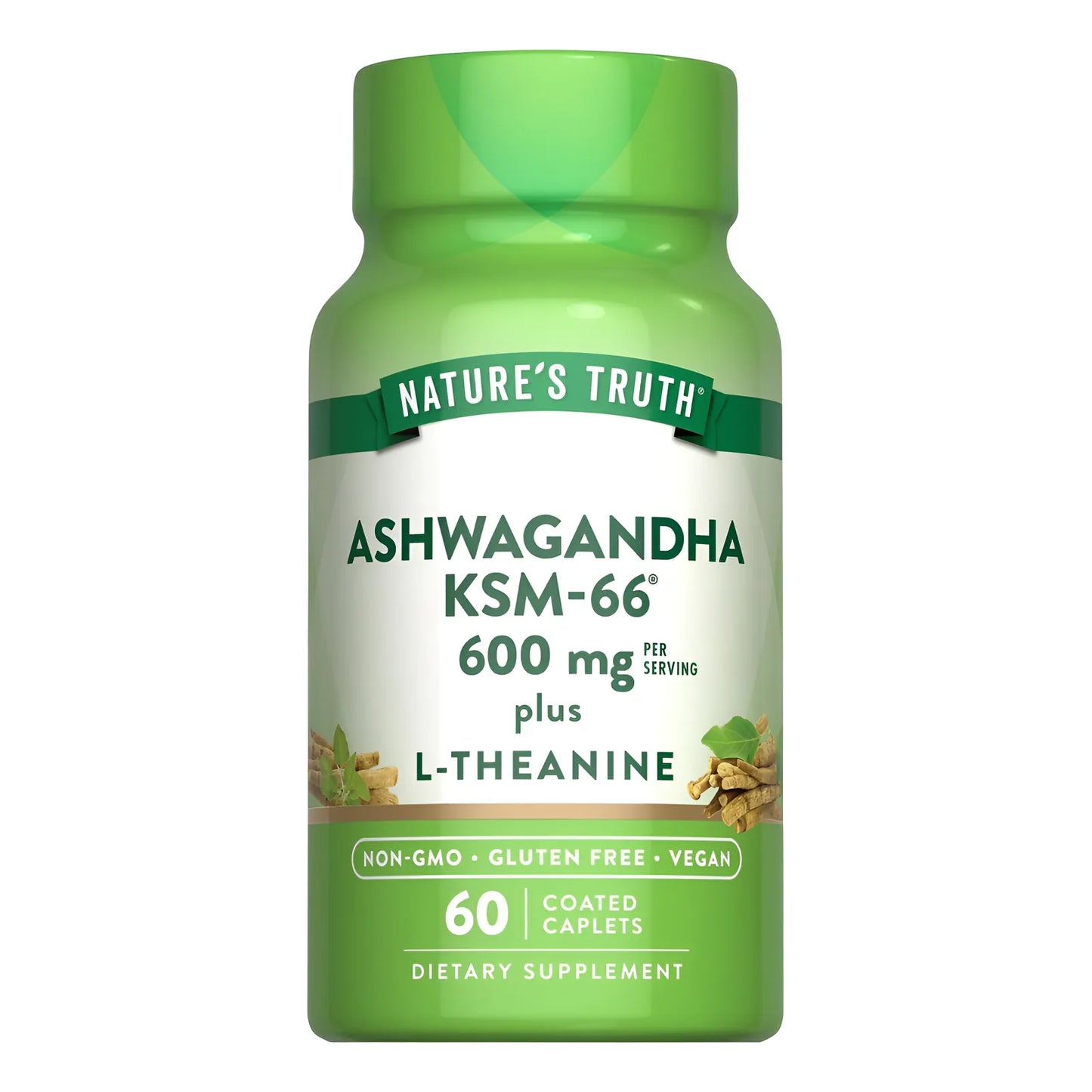 Natures Truth Ksm66 Ashwagandha Con L Theanine 60 Caplets Sin Sabor - Imagen 1