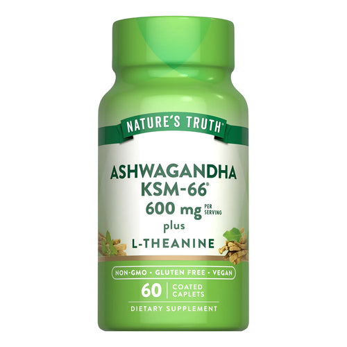 Natures Truth Ksm66 Ashwagandha Con L Theanine 60 Caplets Sin Sabor - Imagen 1