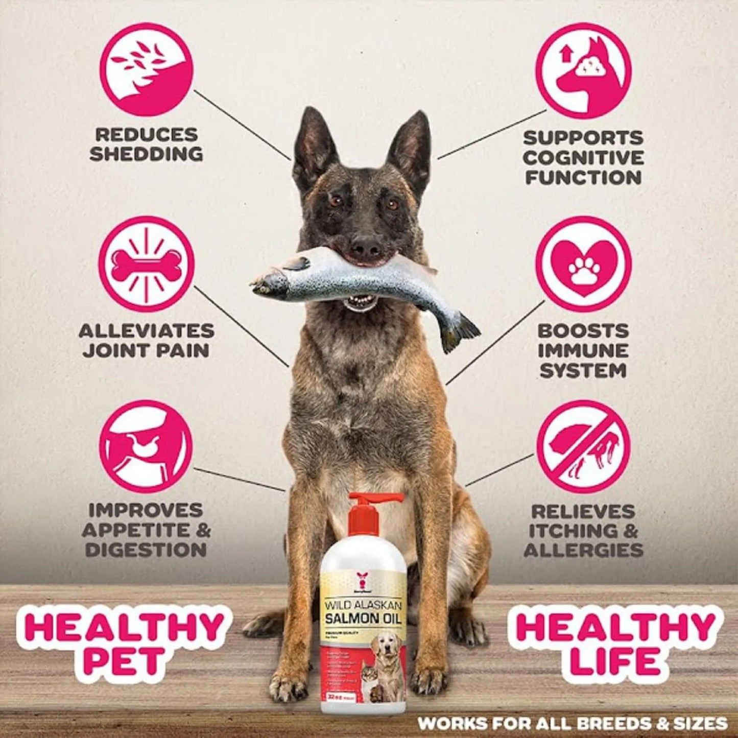 Aceite Puro De Salmón Salvaje De Alaska Para Mascotas 16oz Omega 3 Piel Y Pelaje