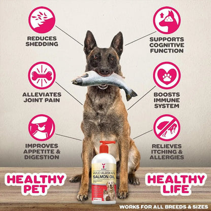 Aceite Puro De Salmón Salvaje De Alaska Para Mascotas 16oz Omega 3 Piel Y Pelaje
