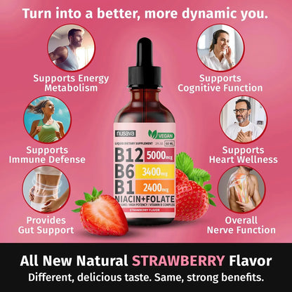 Gotas Sublinguales De Vitamina B12 Y B6 5000 Mcg Energia Y Enfoque