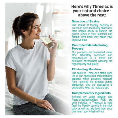 ThreeLac Mezcla De Bebida Probiótica De Limón En Polvo Salud Digestiva E Inmunológica