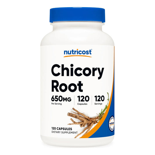 Raíz De Achicoria 650 Mg 120 Cápsulas Natural Sin OMG Sin Gluten