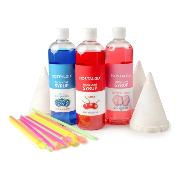 Kit Nostalgia Fiesta Conos Nieve Premium 20 Unidades Con Jarabes Y Cucharas