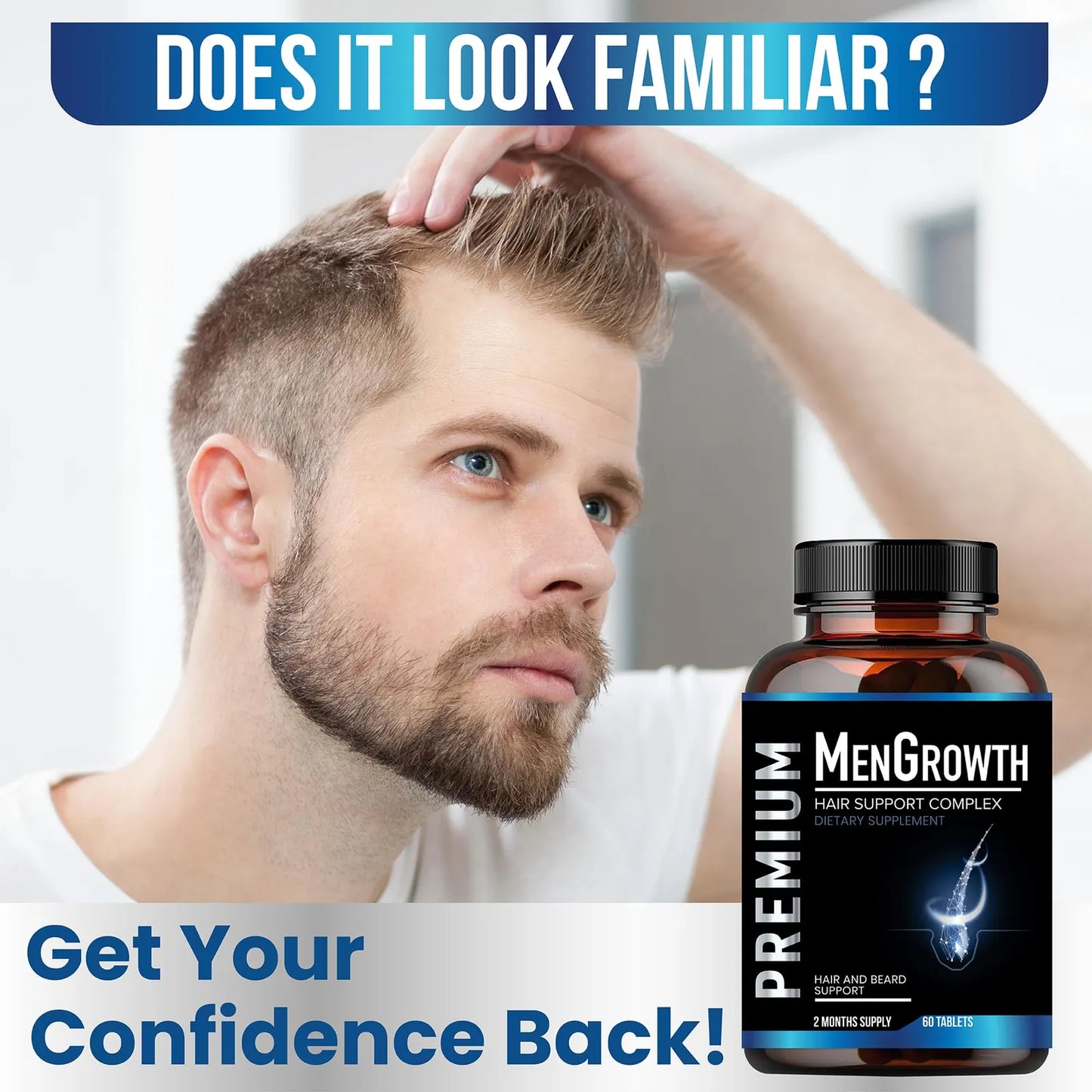 Vitaminas Crecimiento Cabello Hombres Anti Caída Con Bloqueador DHT
