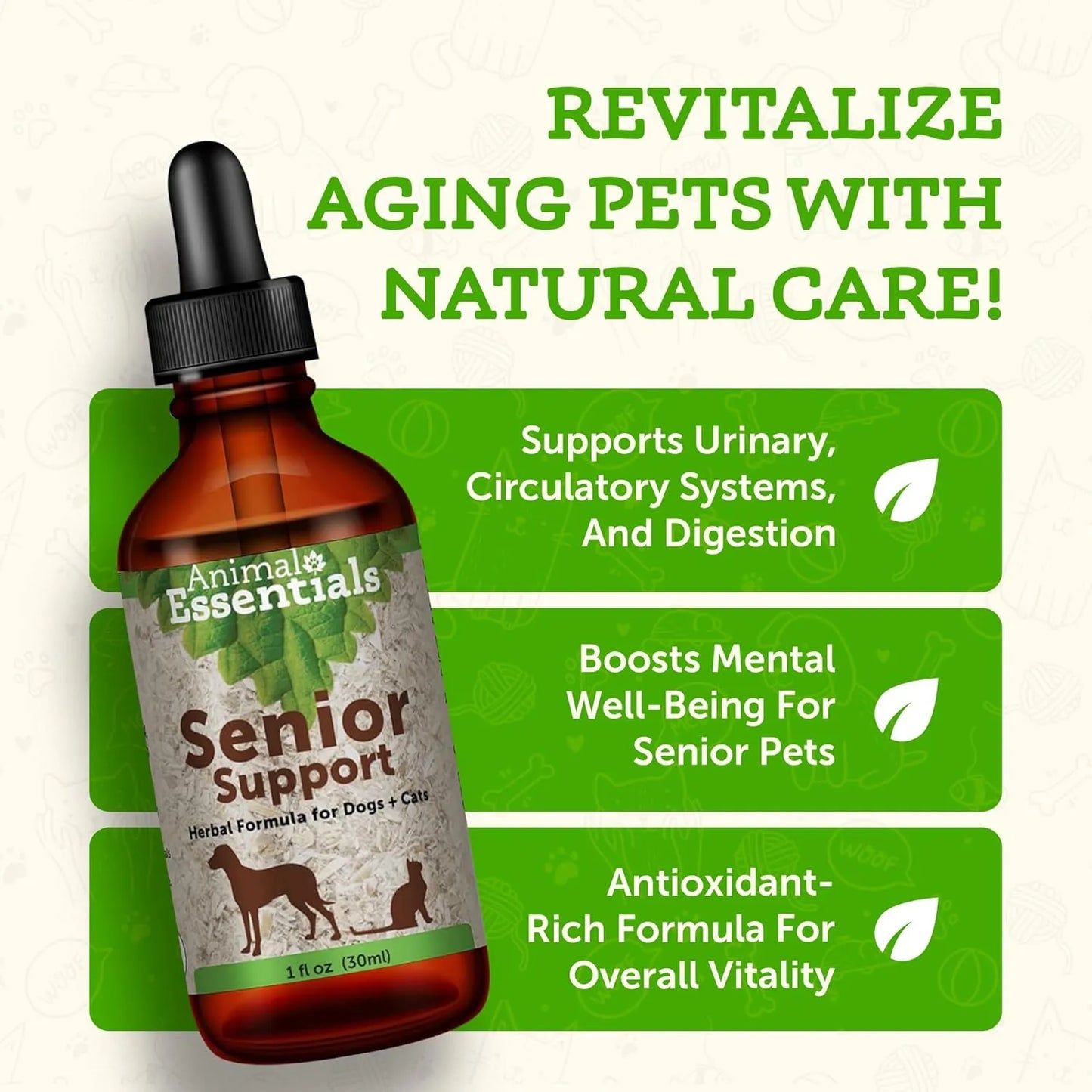 Suplemento Bienestar Senior Perros Gatos 30ml Apoyo Físico Mental