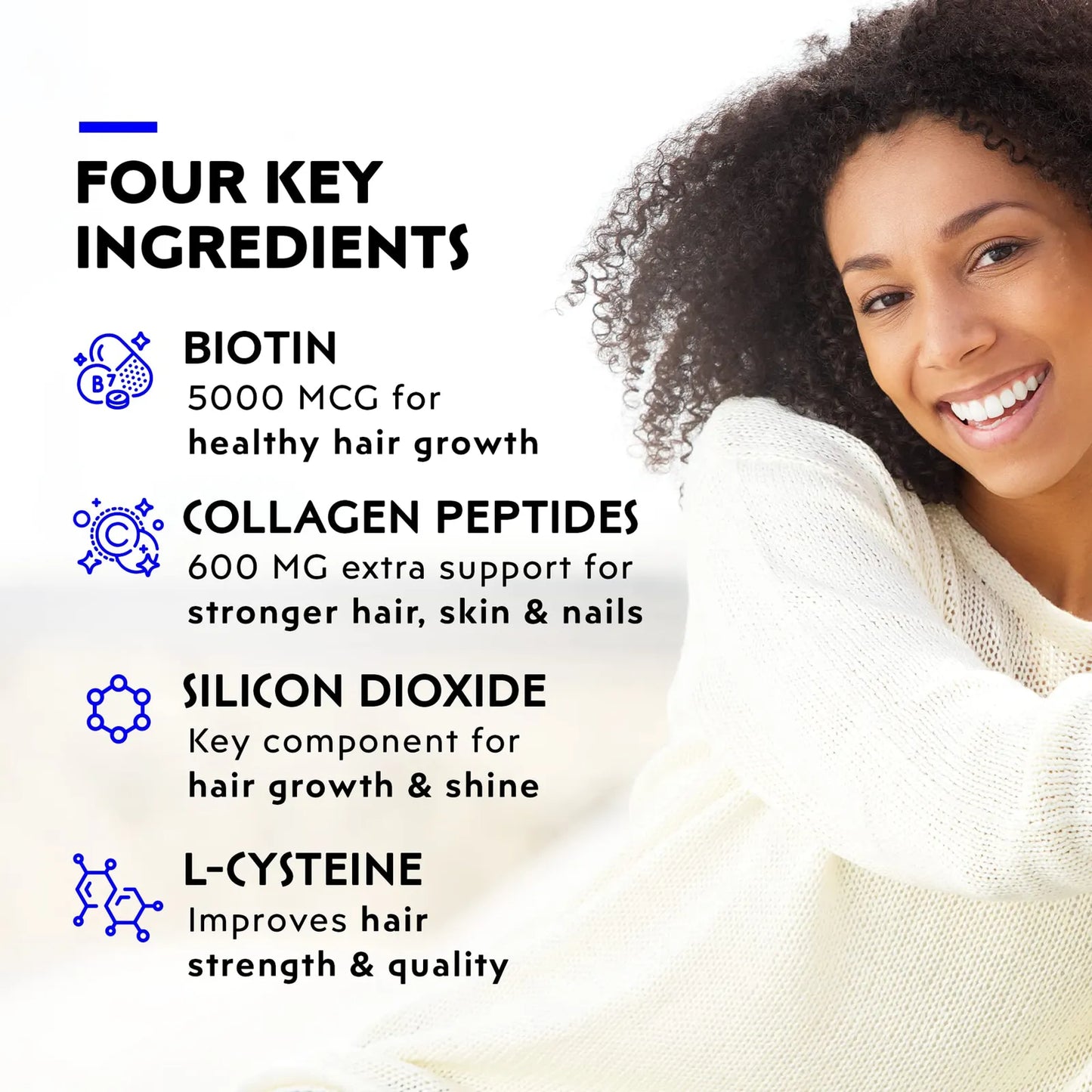 Vitaminas Para Crecimiento Del Cabello Con Biotina Y Colágeno 60 Tabletas