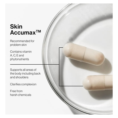 Cápsulas Skin Accumax Mejoran Acné Piel Sana Vitaminas A C E Vegano Sin Gluten