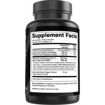 Soporte Articular Diario 90 Capsulas Con Vitamina D K2 Glucosamina Condroitina MSM