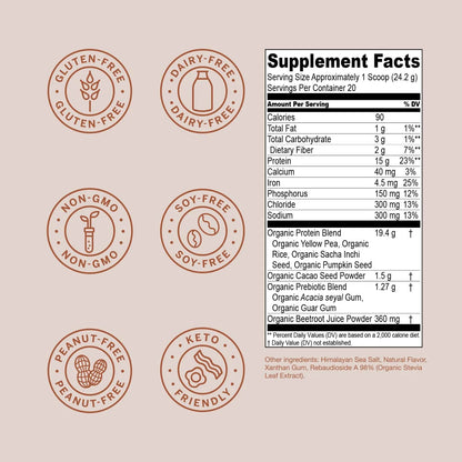 Proteína De Guisante Orgánico En Polvo Sabor Chocolate Live Conscious 17 Onzas
