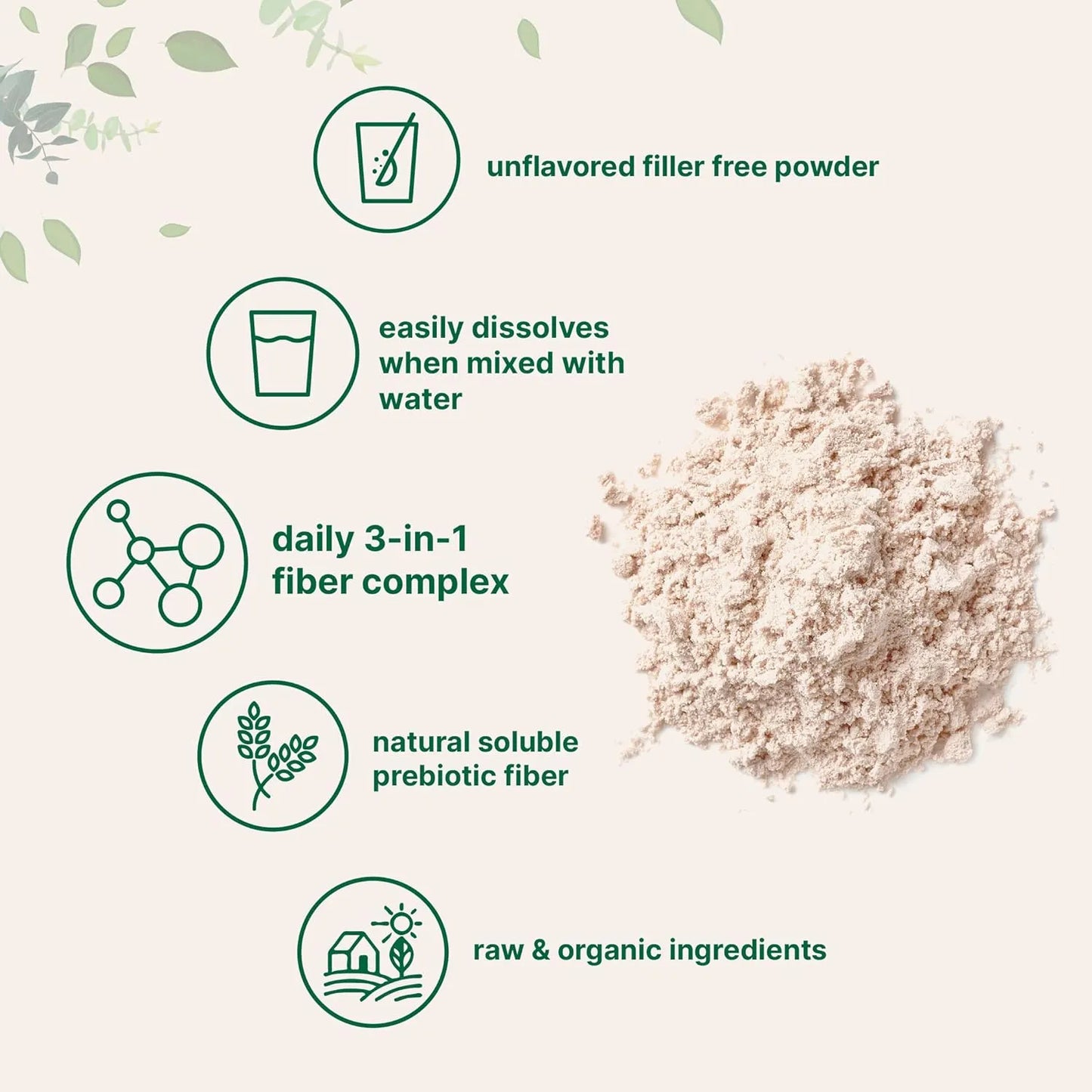 Polvo De Fibra 3 En 1 Inulina Acacia Psyllium Salud Digestiva Y Control De Peso