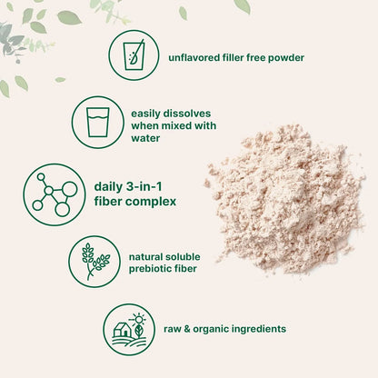 Polvo De Fibra 3 En 1 Inulina Acacia Psyllium Salud Digestiva Y Control De Peso