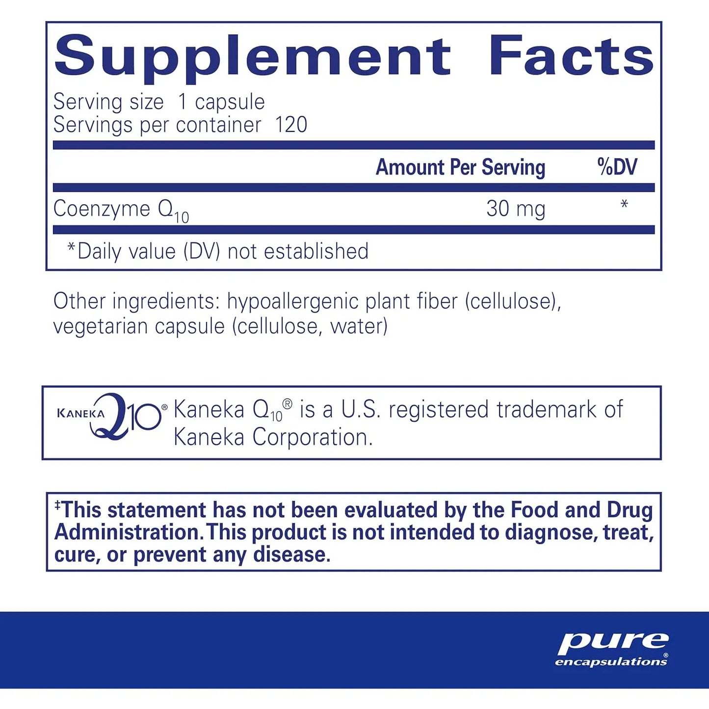 Coenzima Q10 30 Mg Pure Encapsulations Suplemento Energía Antioxidante Salud Cerebral 120 Cápsulas