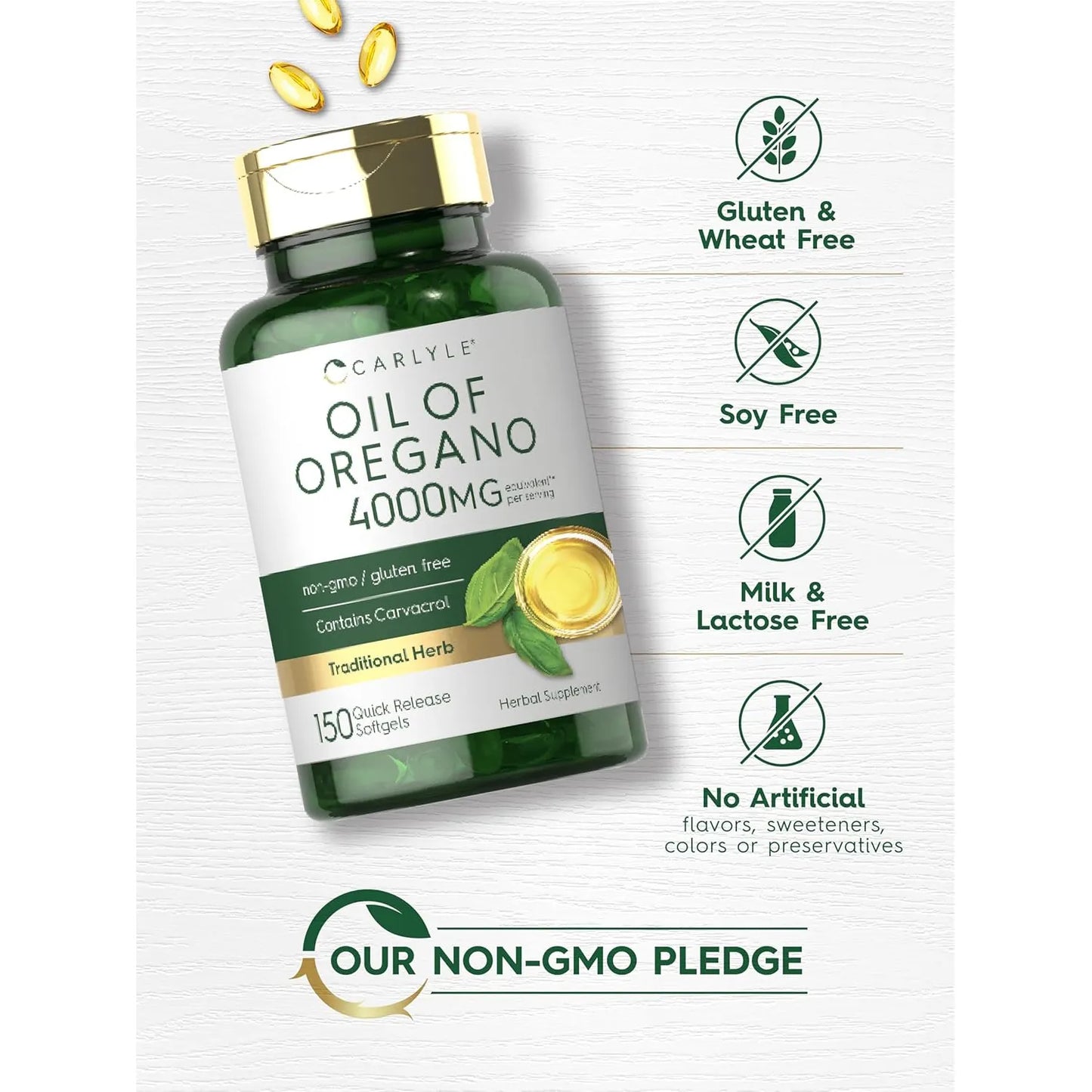 Aceite De Orégano Carlyle Apoyo Diario 150 Cápsulas Sin Sabor - Imagen 2