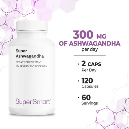 Super Ashwagandha KSM 66 600 Mg 5 Withanolides 120 Capsulas Veganas