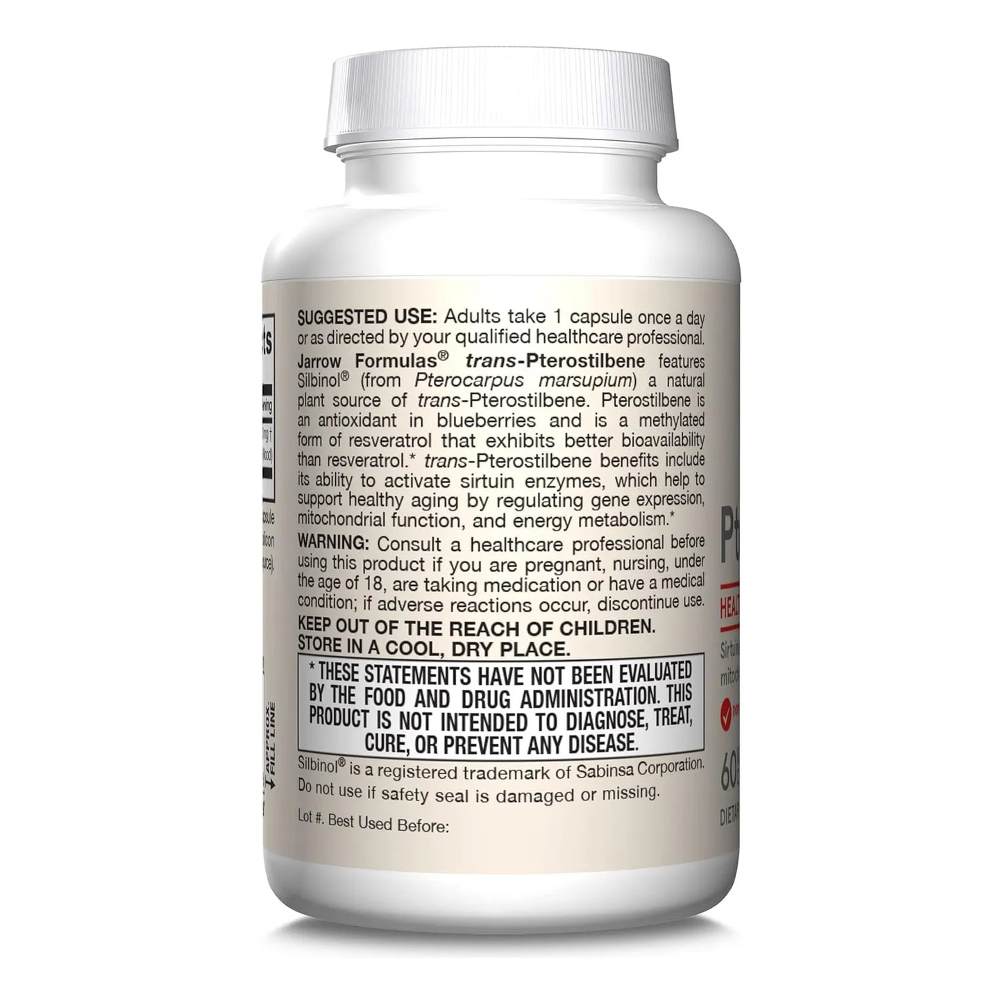 Pterostilbeno 50 Mg Jarrow Formulas Antioxidante Salud Cardiovascular 60 Capsulas