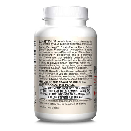 Pterostilbeno 50 Mg Jarrow Formulas Antioxidante Salud Cardiovascular 60 Capsulas