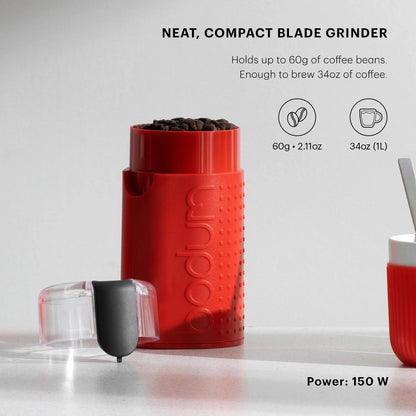 Molinillo De Café Eléctrico Bodum Bistro Rojo Molienda Perfecta Y Compacto