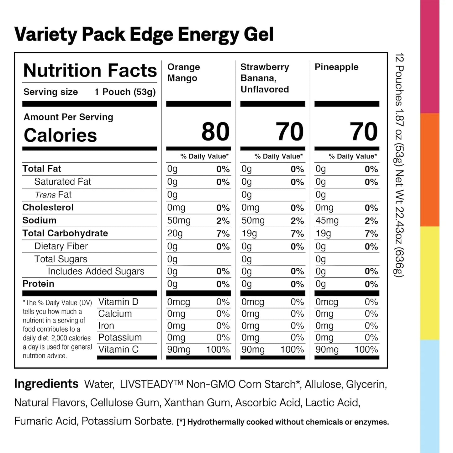 UCAN Edge Energy Gel Shots 12 Paquetes 60ml Energía Sin Azúcar Vegano