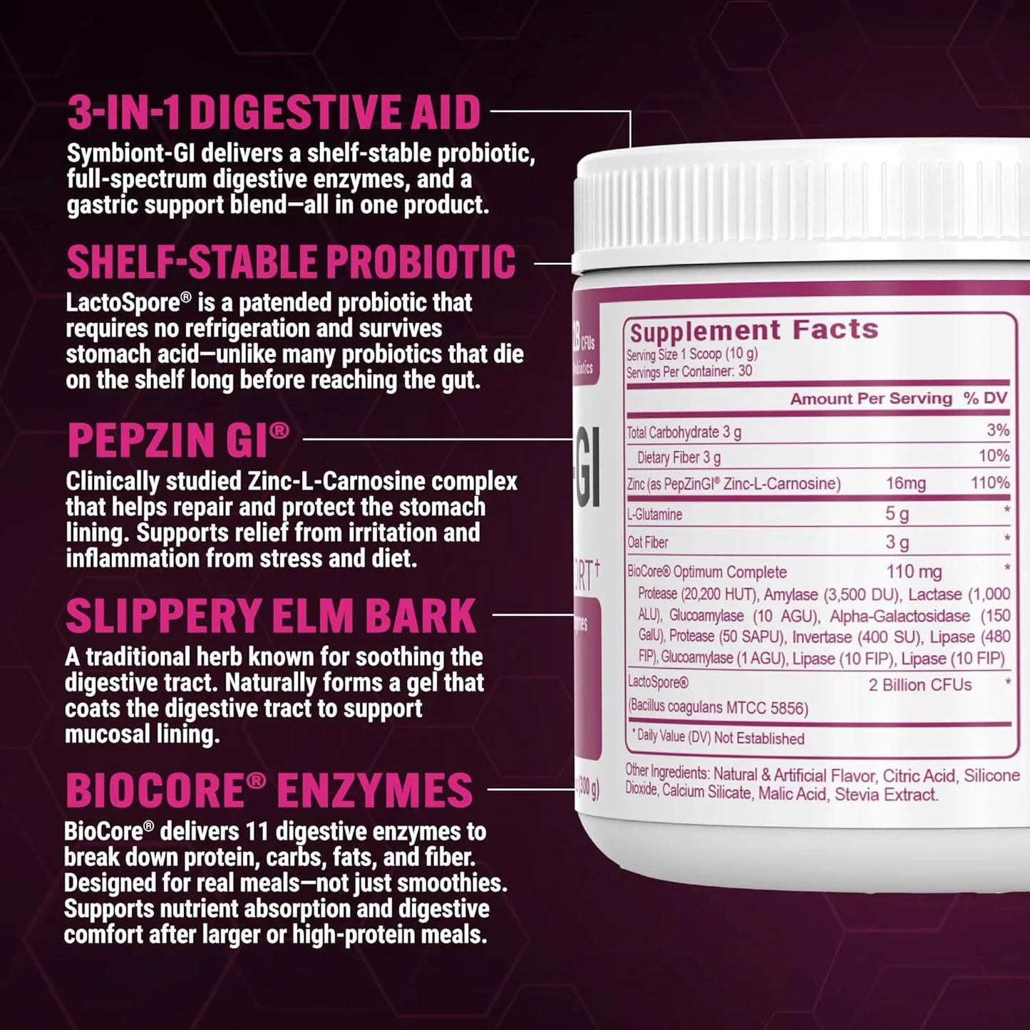 PEScience Complete GI Polvo Salud Intestinal Frambuesa Probióticos Enzimas Digestivas
