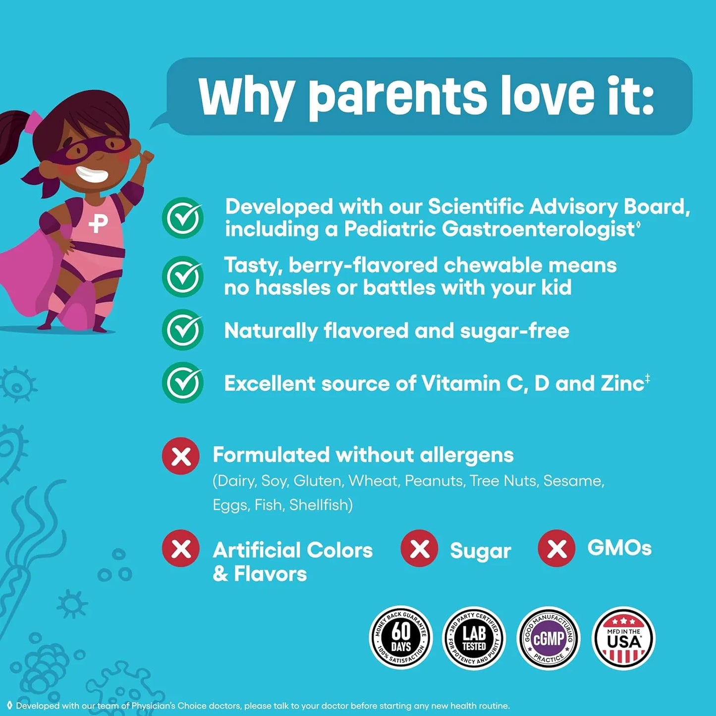 Probióticos Infantiles 7 Cepas Prebióticos Orgánicos Vitaminas Zinc