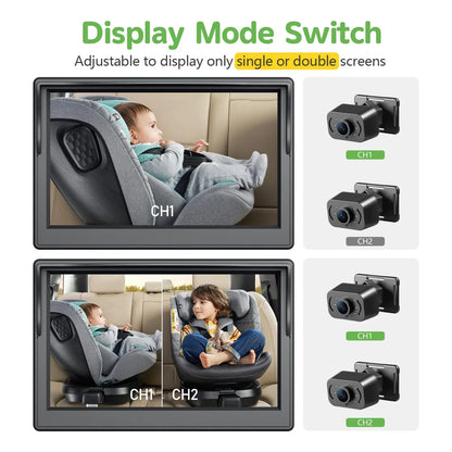 Camara Coche Bebe HD 1080P Doble Canal Vision Nocturna 5 Pulgadas